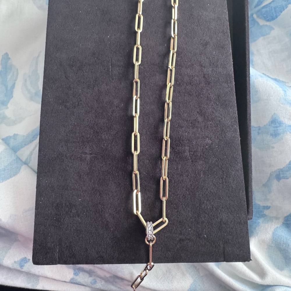 FINAL⬇️FLAWLESS 14K GOLD PAPERCLIP NECKLACE WITH GENUINE DIAMONDS - Picture 5 of 7
